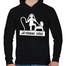 PRINTFASHION A játéknak vége - Férfi kapucnis pulóver - Fekete férfi pulóver, kardigán