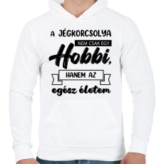 PRINTFASHION A jégkorcsolya nem csak egy hobbi - Férfi kapucnis pulóver - Fehér