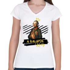 PRINTFASHION A kalapos király - Női V-nyakú póló - Fehér