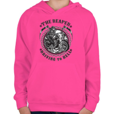 PRINTFASHION A kaszás a pokolba vezet. - Gyerek kapucnis pulóver - Fukszia gyerek pulóver, kardigán