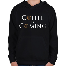 PRINTFASHION A kávé közeleg - Gyerek kapucnis pulóver - Fekete gyerek pulóver, kardigán