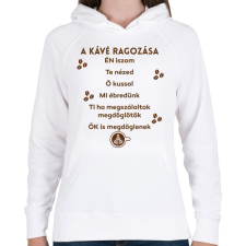 PRINTFASHION A kávé ragozása - Női kapucnis pulóver - Fehér női pulóver, kardigán