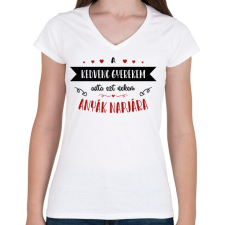 PRINTFASHION A kedvenc gyerekem - Női V-nyakú póló - Fehér női póló