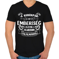 PRINTFASHION A kerékpár - Férfi V-nyakú póló - Fekete