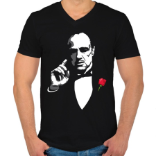 PRINTFASHION A Keresztapa - Férfi V-nyakú póló - Fekete férfi póló