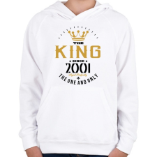 PRINTFASHION A király 2001-ben született - Gyerek kapucnis pulóver - Fehér gyerek pulóver, kardigán