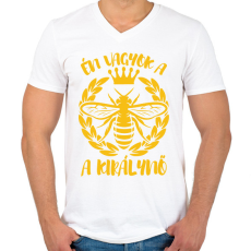 PRINTFASHION A királynő - Női - Férfi V-nyakú póló - Fehér