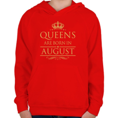 PRINTFASHION A királynők augusztusban születnek - Gyerek kapucnis pulóver - Piros