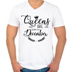 PRINTFASHION A királynők decemberben születnek - Férfi V-nyakú póló - Fehér