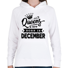 PRINTFASHION A királynők decemberben születnek - Női kapucnis pulóver - Fehér női pulóver, kardigán
