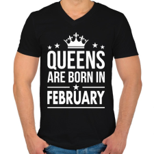 PRINTFASHION A királynők februárban születtek - Férfi V-nyakú póló - Fekete férfi póló