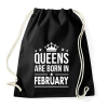 PRINTFASHION A királynők februárban születtek - Sportzsák, Tornazsák - Fekete