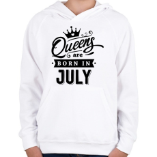 PRINTFASHION A királynők júliusban születnek - Gyerek kapucnis pulóver - Fehér