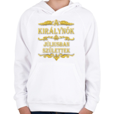 PRINTFASHION A királynők júliusban születtek - Gyerek kapucnis pulóver - Fehér