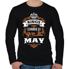PRINTFASHION A királyok májusban születnek - Férfi hosszú ujjú póló - Fekete férfi póló