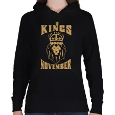 PRINTFASHION A királyok novemberben születtek - Női kapucnis pulóver - Fekete női pulóver, kardigán
