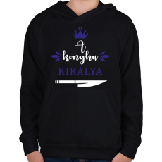 PRINTFASHION A konyha királya - Gyerek kapucnis pulóver - Fekete