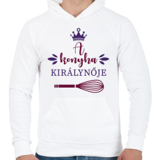 PRINTFASHION A konyha királynője - Férfi kapucnis pulóver - Fehér