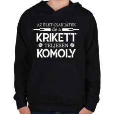 PRINTFASHION A krikett teljesen komoly - Gyerek kapucnis pulóver - Fekete