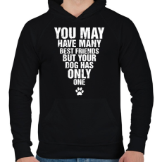 PRINTFASHION A kutyádnak csak egy barátja van! - Férfi kapucnis pulóver - Fekete