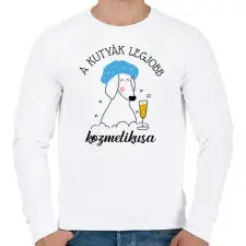 PRINTFASHION A kutyák legjobb kozmetikusa - Férfi pulóver - Fehér férfi pulóver, kardigán