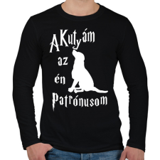 PRINTFASHION A Kutyám az én Patrónusom - Férfi hosszú ujjú póló - Fekete férfi póló