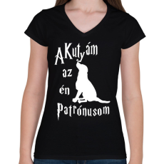 PRINTFASHION A Kutyám az én Patrónusom - Női V-nyakú póló - Fekete