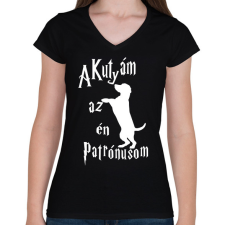 PRINTFASHION A Kutyám az én Patrónusom - Női V-nyakú póló - Fekete női póló