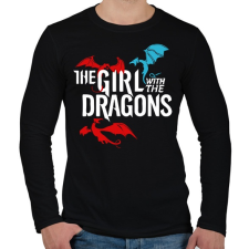 PRINTFASHION A lány és a sárkányok - Férfi hosszú ujjú póló - Fekete férfi póló