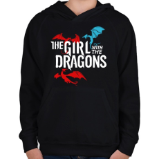 PRINTFASHION A lány és a sárkányok - Gyerek kapucnis pulóver - Fekete