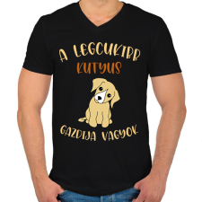 PRINTFASHION A legcukibb kutyus gazdija - Férfi V-nyakú póló - Fekete férfi póló