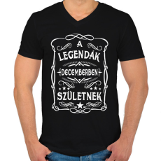 PRINTFASHION A legendák decemberben születnek - Férfi V-nyakú póló - Fekete