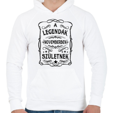 PRINTFASHION A legendák novemberben születnek - Férfi kapucnis pulóver - Fehér férfi pulóver, kardigán