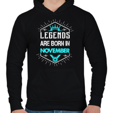 PRINTFASHION A legendák novemberben születnek - Férfi kapucnis pulóver - Fekete