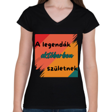 PRINTFASHION A legendák október (1) - Női V-nyakú póló - Fekete