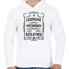 PRINTFASHION A legendák októberben születnek - Férfi kapucnis pulóver - Fehér férfi pulóver, kardigán