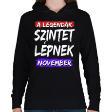 PRINTFASHION A legendák szintet lépnek-Egyedi hónappal - Női kapucnis pulóver - Fekete