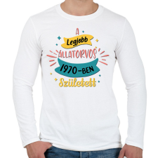 PRINTFASHION A legjobb állatorvos - Évszámmal - Férfi hosszú ujjú póló - Fehér férfi póló
