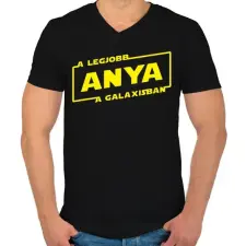 PRINTFASHION A legjobb anya a galaxisban - Férfi V-nyakú póló - Fekete férfi póló