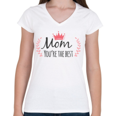 PRINTFASHION A legjobb anya - Női V-nyakú póló - Fehér
