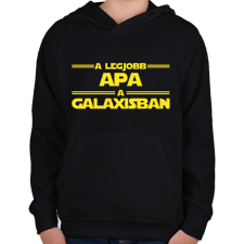 PRINTFASHION A legjobb apa a galaxisban - Gyerek kapucnis pulóver - Fekete gyerek pulóver, kardigán