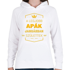 PRINTFASHION A legjobb apák január - Női kapucnis pulóver - Fehér női pulóver, kardigán