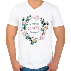 PRINTFASHION A legjobb cukrász a világon - Férfi V-nyakú póló - Fehér