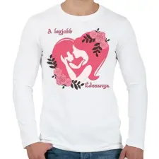 PRINTFASHION A legjobb édesanya - Férfi hosszú ujjú póló - Fehér férfi póló
