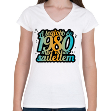 PRINTFASHION A legjobb év, mert - Évszámmal - Női V-nyakú póló - Fehér női póló