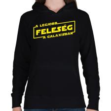 PRINTFASHION A legjobb feleség a galaxisban - Női kapucnis pulóver - Fekete női pulóver, kardigán