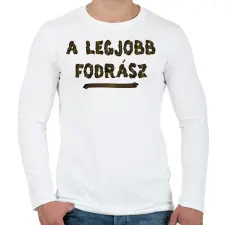 PRINTFASHION A legjobb fodrász - Férfi hosszú ujjú póló - Fehér férfi póló
