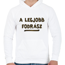 PRINTFASHION A legjobb fodrász - Férfi kapucnis pulóver - Fehér férfi pulóver, kardigán