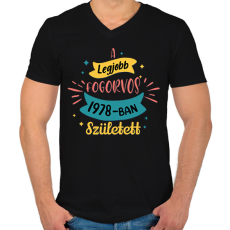 PRINTFASHION A legjobb fogorvos - Évszámmal - Férfi V-nyakú póló - Fekete