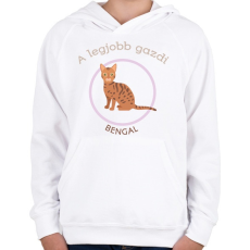 PRINTFASHION A legjobb gazdi - Bengal - Gyerek kapucnis pulóver - Fehér